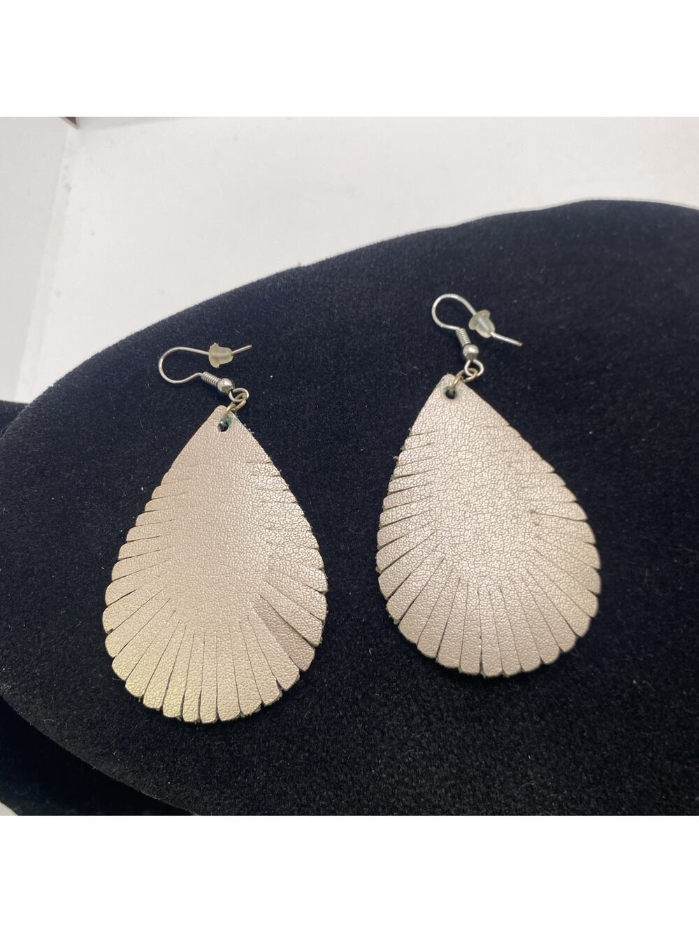 Pear Shape Leather Womens Earrings